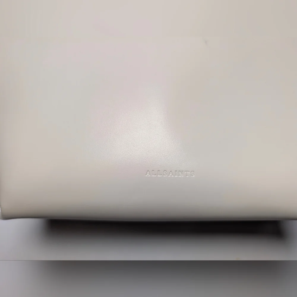 Small White leather AllSaints Anais Pouch Makeup Case (W/ Free Diptyque Samples)